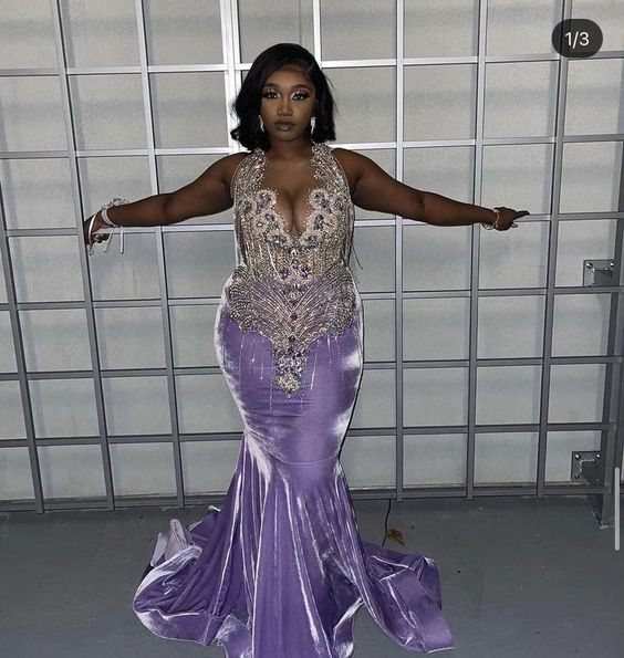 Sexy Lila Meerjungfrau Lange Ballkleider Langes Abendkleid Y1837
