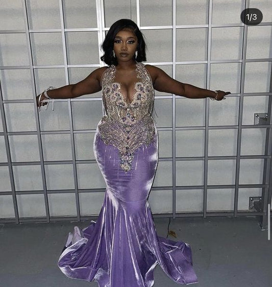 Sexy Lila Meerjungfrau Lange Ballkleider Langes Abendkleid Y1837