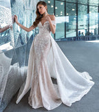 Newest Wedding Dress Mermaid 2 in 1 For Bride Sweetheart Neckline With Lace Apliques Custom Made Plus Sizes Vestidos De Novias-payinti