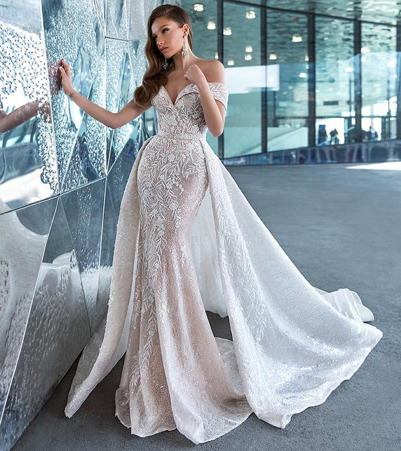 Newest Wedding Dress Mermaid 2 in 1 For Bride Sweetheart Neckline With Lace Apliques Custom Made Plus Sizes Vestidos De Novias-payinti