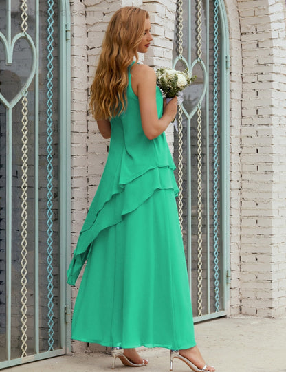 Chiffon Langes Plus Size Kleider für die Brautmutter Formales Brautjungfern-Abschlussballkleid SY28019 