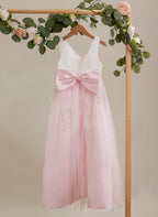 A-Linie Satin Tüll Knöchellanges Rosa Kleid (2003227111)