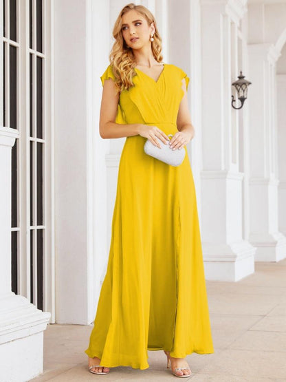 Sunnderly Brautjungfernkleider Cape Formales Ballkleid Rückenfreies Kleid für die Mutter der Braut SY28058 