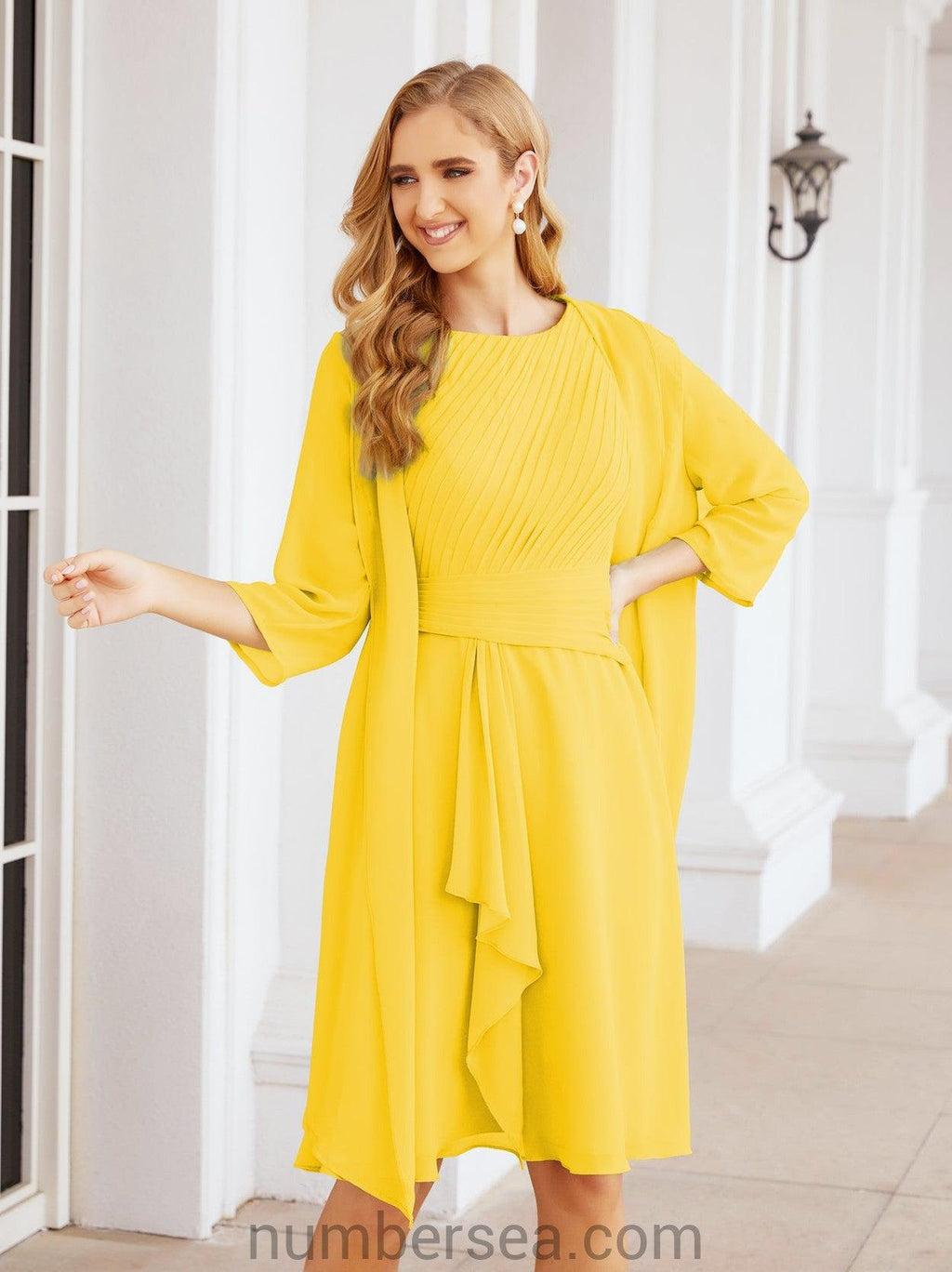 Vestidos de madre de la novia Sunnderly, vestido de fiesta, vestido plisado informal SY28065 
