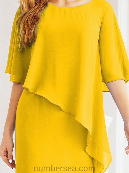Sunnderly Formal Party Gown Dress Long Mother of The Bride Dresses with Ruffle Cape SY28026