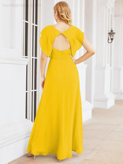 Sunnderly Brautjungfernkleider Cape Formales Ballkleid Rückenfreies Kleid für die Mutter der Braut SY28058 