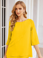 Elegante vestido de dos piezas para madre de la novia, talla grande, pantalón, capas con volantes, bata plateada SY28064 
