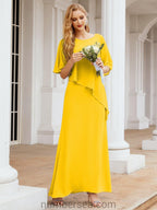 Vestido formal de fiesta Sunnderly, largo, para madre de la novia, con capa con volantes, SY28026 