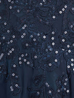 A-Linie V-Ausschnitt Bodenlanges Spitzenchiffonkleid für die Brautmutter mit Pailletten