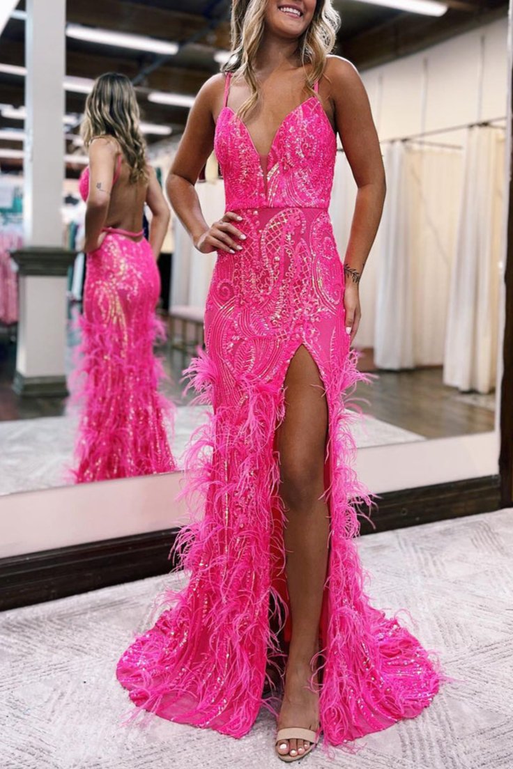 Sonia | Jade Pailletten Spitze V-Ausschnitt Meerjungfrau Ballkleid mit Schlitz