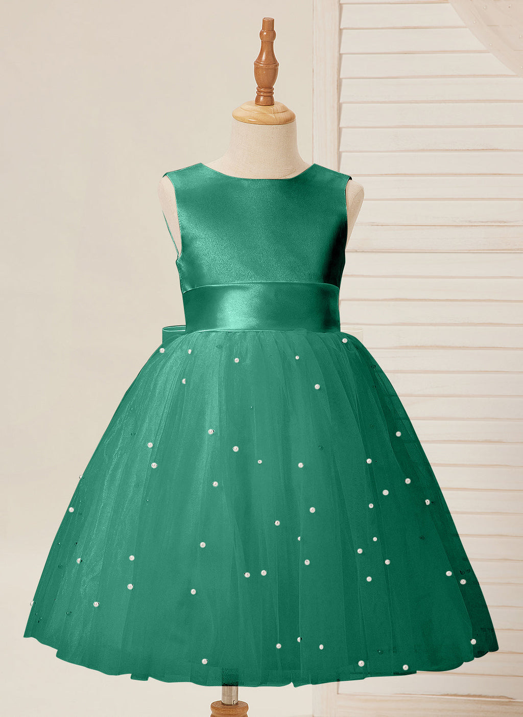 Duchesse-Linie/Princess-Linie Satin Tüll Knielang Blumenmädchenkleid 