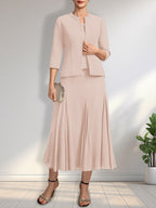 Vestido de gasa para madre de la novia con escote en A, largo hasta la rodilla, con lentejuelas y abalorios.