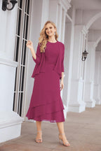 Vestido formal de fiesta Sunnderly de dos piezas, corte A, para madre de la novia, SY28072 