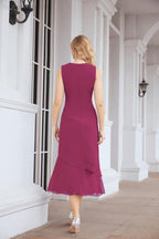 Vestido formal de fiesta Sunnderly de dos piezas, corte A, para madre de la novia, SY28072 