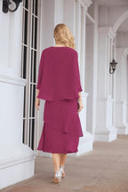 Vestido formal de fiesta Sunnderly de dos piezas, corte A, para madre de la novia, SY28072 