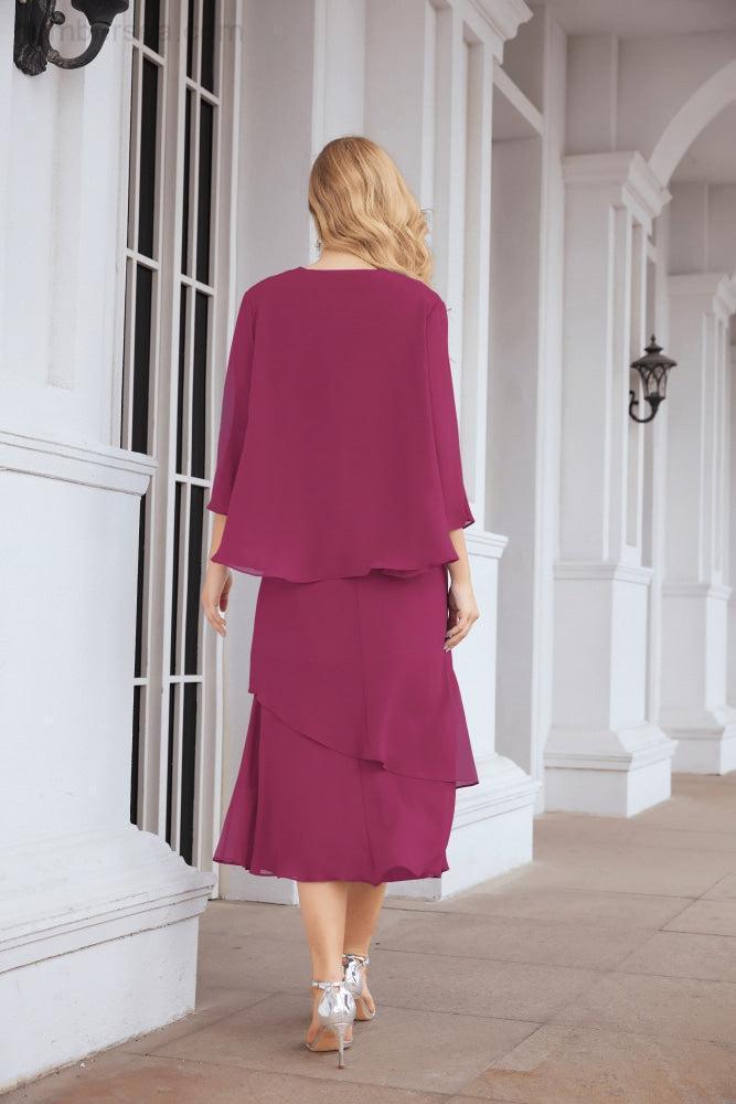 Vestido formal de fiesta Sunnderly de dos piezas, corte A, para madre de la novia, SY28072 