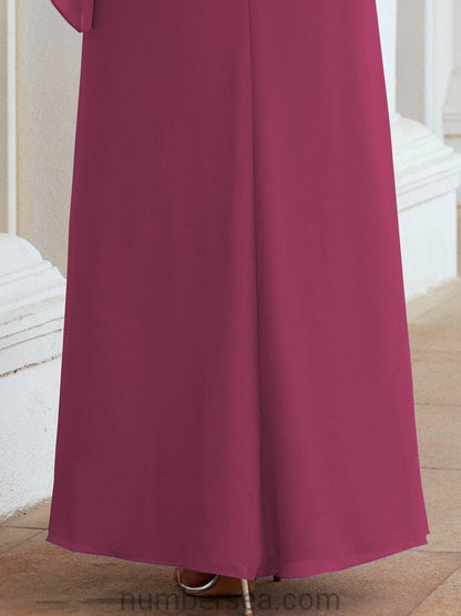 Sunnderly Formal Party Gown Dress Long Mother of The Bride Dresses with Ruffle Cape SY28026