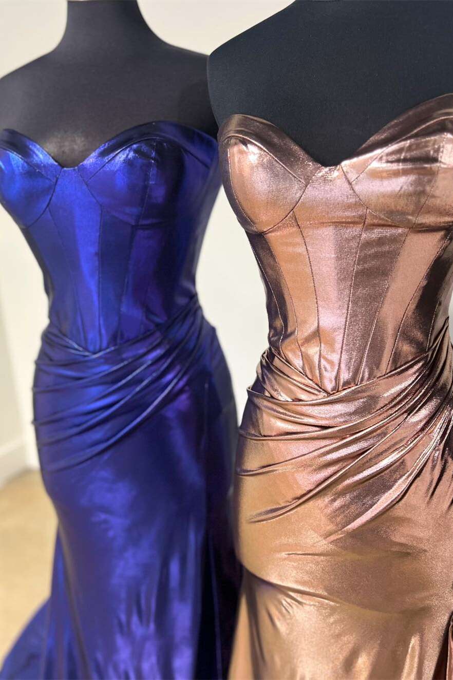 Niobe | Purple Strapless Mermaid Long Formal Dress With Split