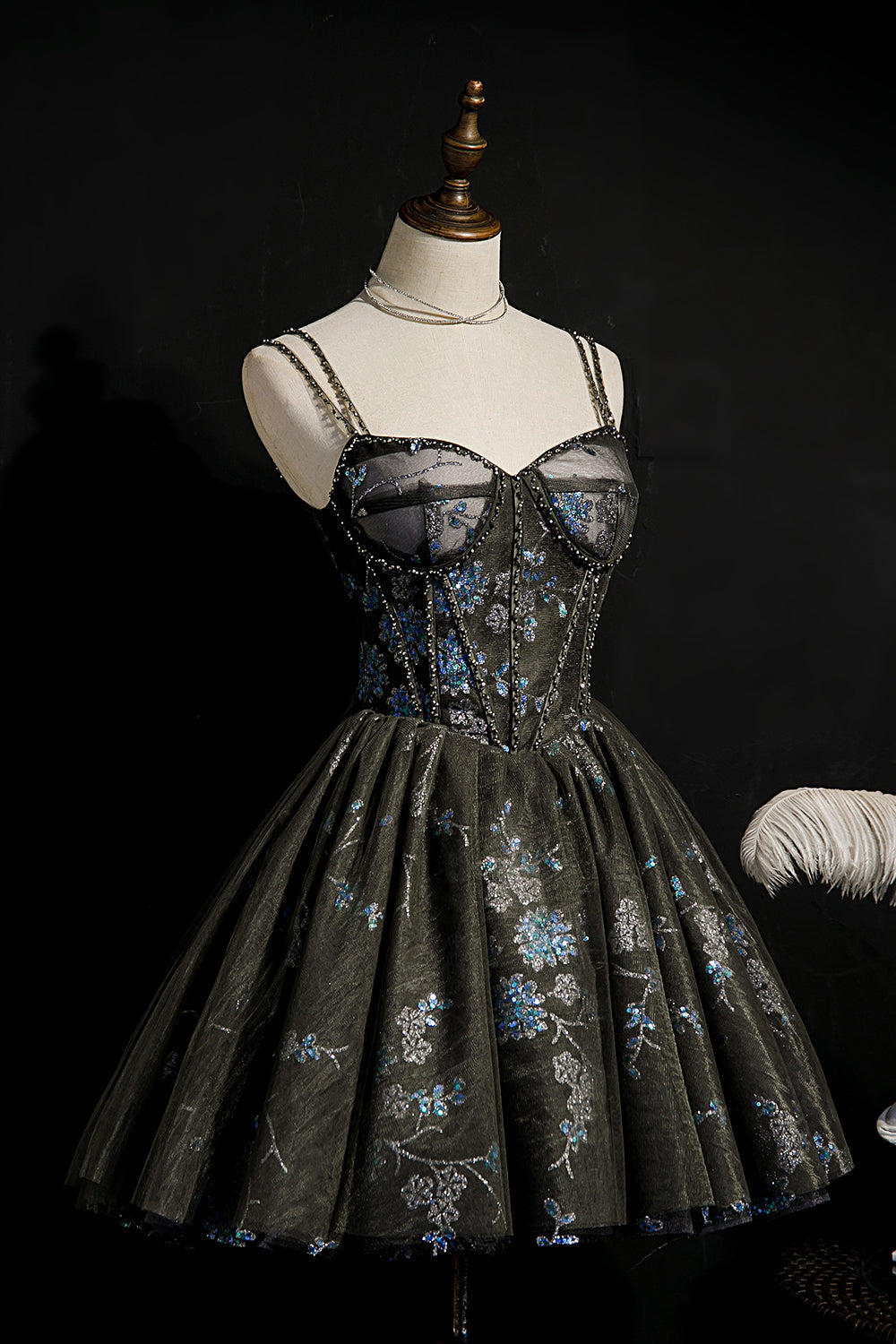 A-Line Sequins Lace Up Ball Gown Tulle Homecoming Dresses