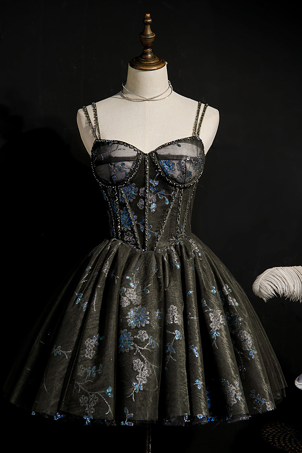 A-Line Sequins Lace Up Ball Gown Tulle Homecoming Dresses