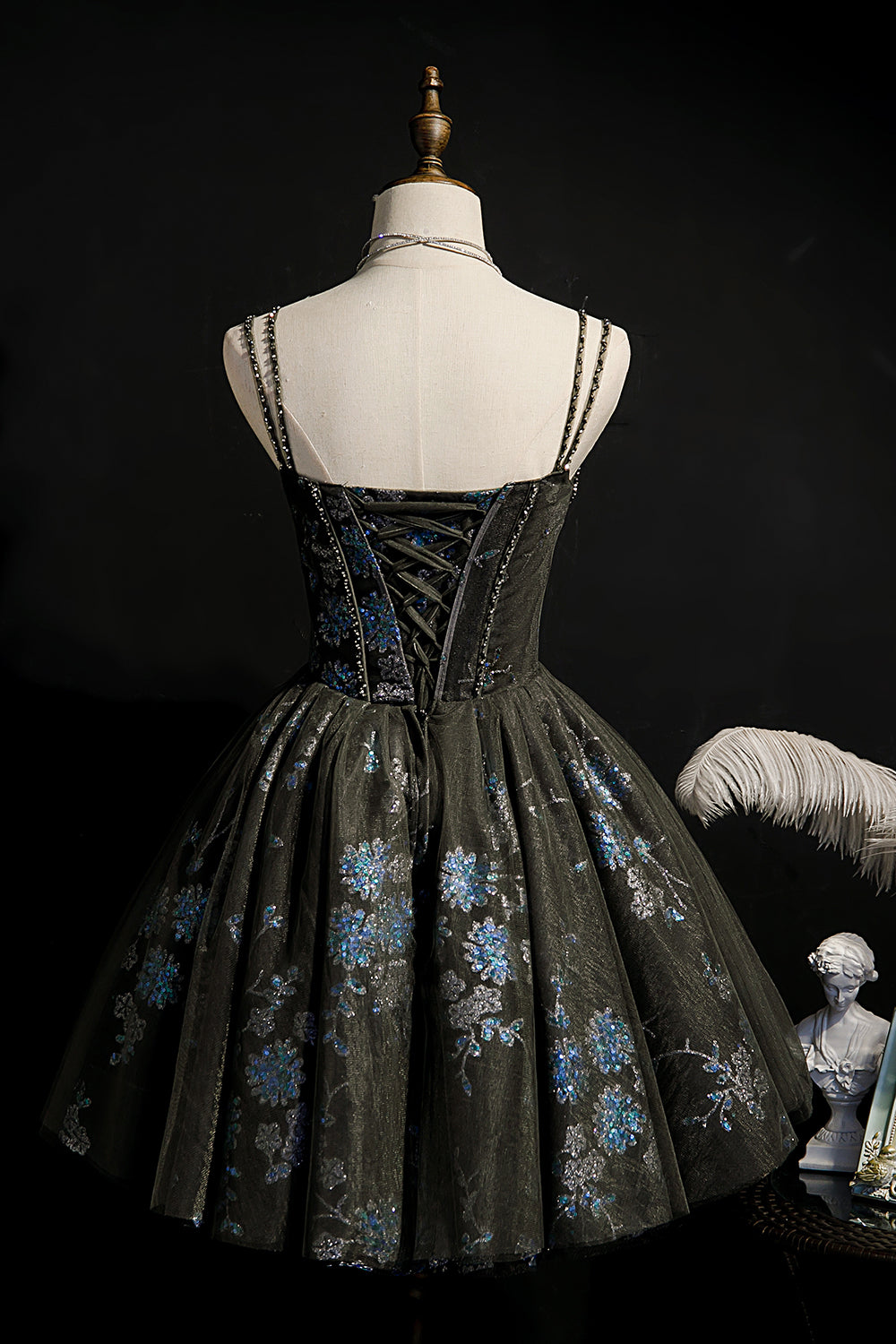 A-Line Sequins Lace Up Ball Gown Tulle Homecoming Dresses