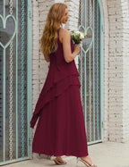 Vestidos de gasa largos de talla grande para madre de la novia, vestido formal de dama de honor para graduación SY28019 