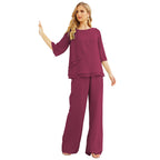 Vestido de gasa para madre de la novia Sunnderly, talla grande, trajes de pantalón con capas con volantes 