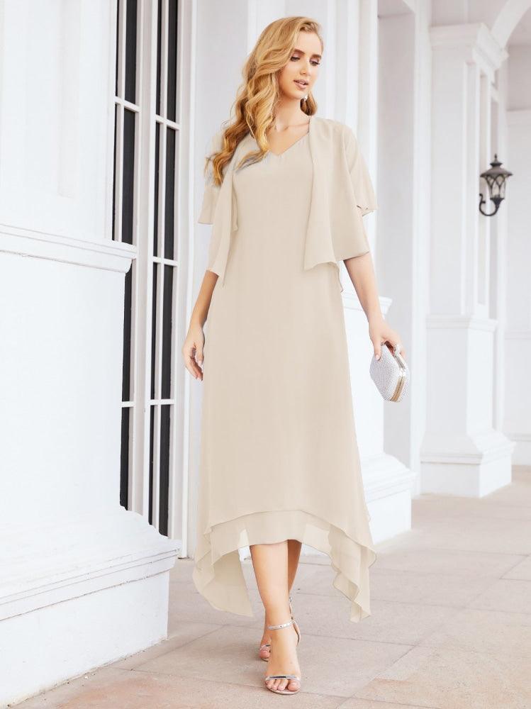 Vestido formal de fiesta Sunnderly de dos piezas, corte A, para madre de la novia, SY28073 