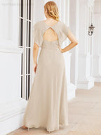 Vestidos de dama de honor Sunnderly con capa, vestido formal de fiesta con espalda descubierta para madre de la novia SY28058 