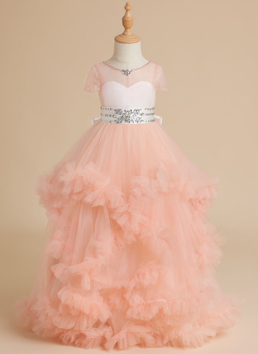 Duchesse-Linie/Princess-Linie Tüll Bodenlang Blumenmädchenkleid 