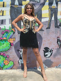 Sequined Beaded Backless Tight Short Homecoming Dress with Fringes