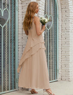 Vestidos de gasa largos de talla grande para madre de la novia, vestido formal de dama de honor para graduación SY28019 