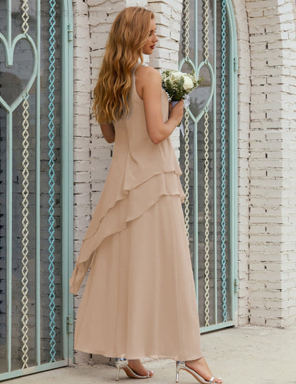 Chiffon Langes Plus Size Kleider für die Brautmutter Formales Brautjungfern-Abschlussballkleid SY28019 