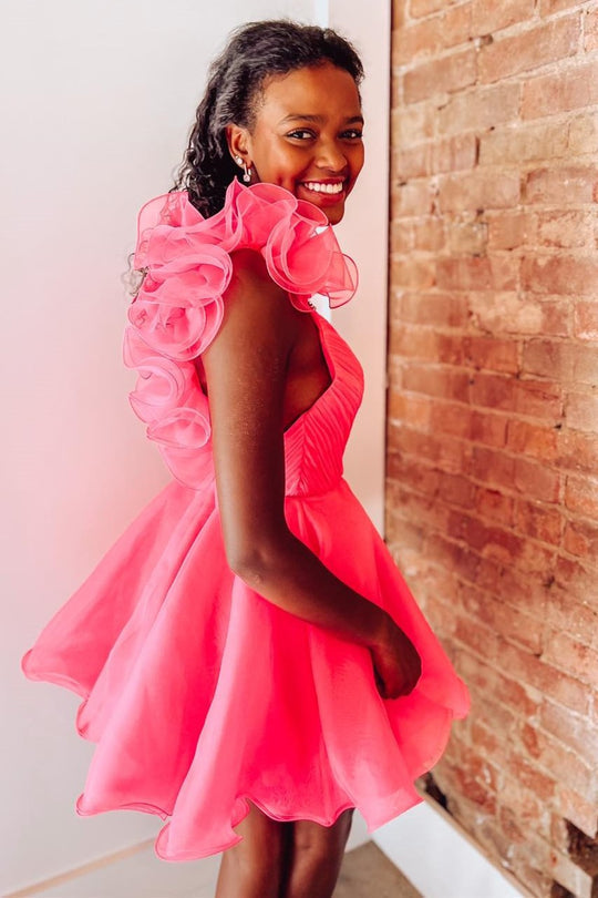 Nerissa | A-Linien-Heimkehrkleid aus Organza mit V-Ausschnitt