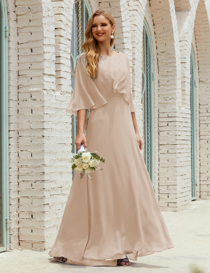 Vestido de dama de honor Sunnderly para mujer, de gasa, manga larga y cuello en V, vestido formal para boda o fiesta SY28018 