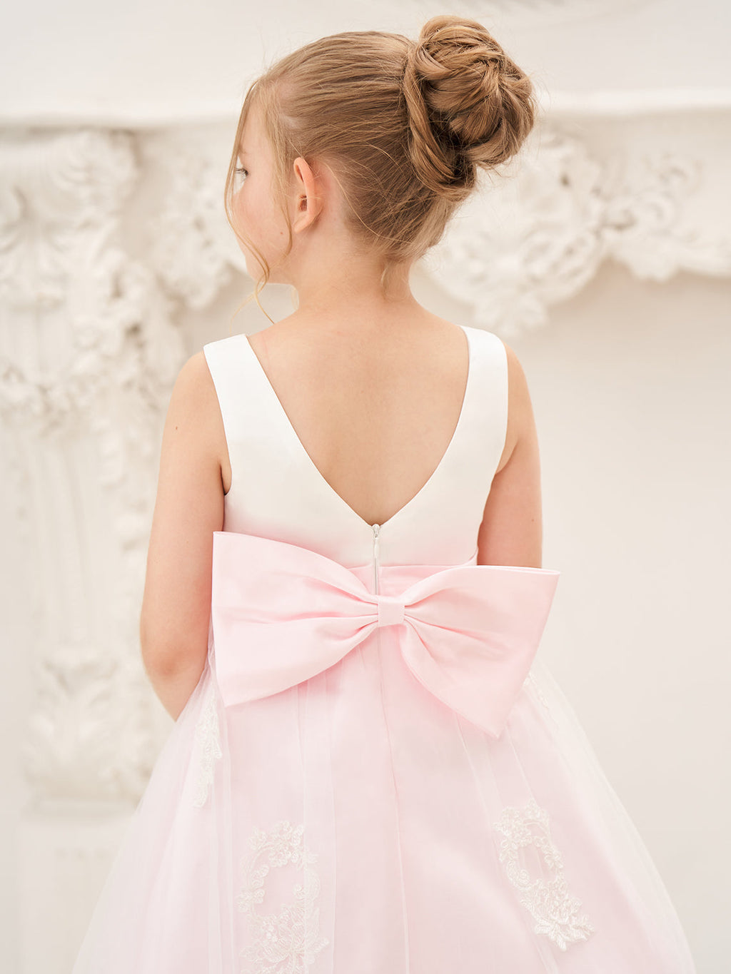 A-Linie Satin Tüll Knöchellanges Rosa Kleid (2003227111)