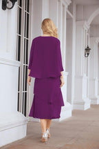 Vestido formal de fiesta Sunnderly de dos piezas, corte A, para madre de la novia, SY28072 