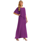 Sunnderly Chiffon-Kleid für die Brautmutter in Übergröße, formelles Ballkleid mit Rüschenumhang