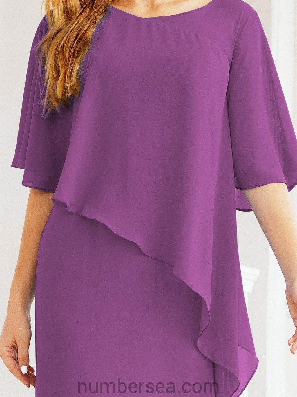 Vestido formal de fiesta Sunnderly, largo, para madre de la novia, con capa con volantes, SY28026 