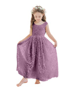 A-Linien-Spitze Knöchellanges Elfenbein Boho Blumenmädchenkleid 