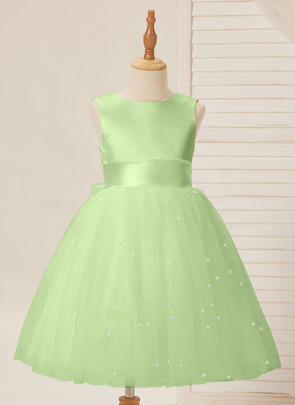 Duchesse-Linie/Princess-Linie Satin Tüll Knielang Blumenmädchenkleid 