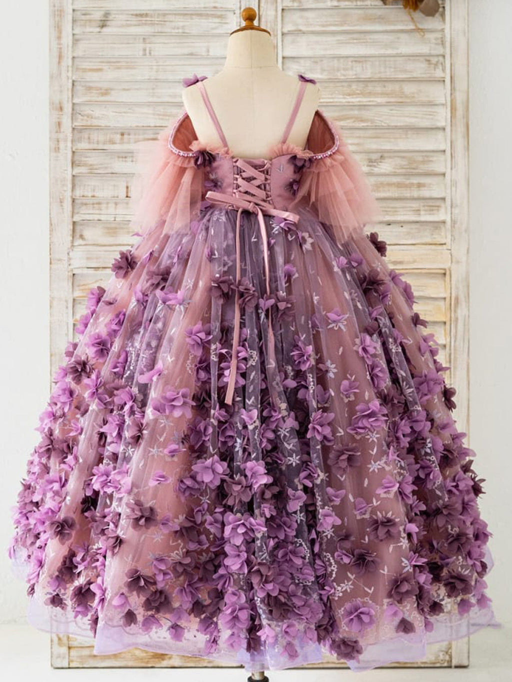 Duchesse-Linie/Princess-Linie 3D-Blumen Tüll Bodenlanges Kleid 