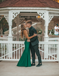 Vestido de fiesta elegante de sirena verde con espalda con cordones, vestido de noche verde Y5449