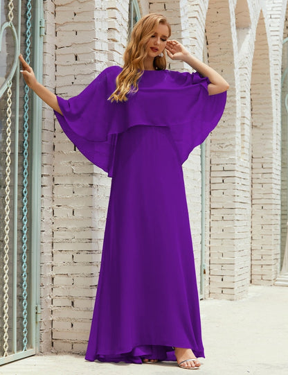 Vestido de dama de honor Sunnderly para mujer, de gasa, manga larga y cuello en V, vestido formal para boda o fiesta SY28018 