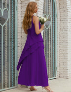 Vestidos de gasa largos de talla grande para madre de la novia, vestido formal de dama de honor para graduación SY28019 