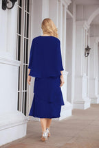 Vestido formal de fiesta Sunnderly de dos piezas, corte A, para madre de la novia, SY28072 