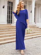 Vestido formal de fiesta Sunnderly, largo, para madre de la novia, con capa con volantes, SY28026 