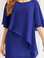 Vestido formal de fiesta Sunnderly, largo, para madre de la novia, con capa con volantes, SY28026 