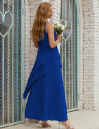 Vestidos de gasa largos de talla grande para madre de la novia, vestido formal de dama de honor para graduación SY28019 