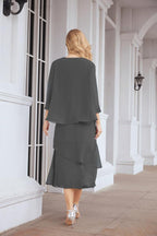 Vestido formal de fiesta Sunnderly de dos piezas, corte A, para madre de la novia, SY28072 